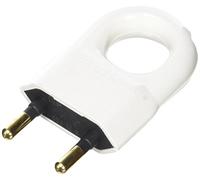 Legrand – Fiche plate mâle sans terre plastique – avec anneau d'extraction – blanc
