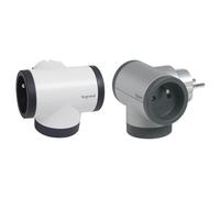 LEGRAND - Fiche rotative 2x2P+T latérales 16A 230V 3680W avec USB A+C - blanc/gris foncé avec Fiche rotative 2x2P+T latérales 16A 230V 3680W avec USB A+C - alu/gris foncé