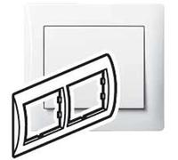 Legrand Galea Cadre double 771002 ultrablanc horizontal, Bouton + interrupteur, Blanc