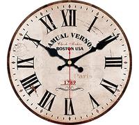 Legrand Horloge Murale décorative rétro en Bois de Style Rustique Vintage en Fer forgé 40,6 cm, Horloge Murale décorative (Taille : 15 cm) (30 cm)