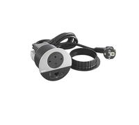 LEGRAND, Incara Disq 80 654712 Prise de charge USB A+C, catégorie 6 RJ 45, prise de données FTP, prise de table, multiple, 15 W, câble de 2 m, 2 fiches P+E, couleur : noir/métal