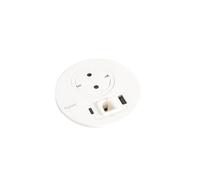 Legrand, Incara Disq 80 654714 Prise de charge USB A+C, sortie de câble pour câble réseau, prise de table, multiple, 15 W, câble de 2 m, 2 fiches P+E, couleur : blanc ultra