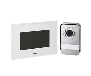 Legrand , interphone vidéo avec connexion à 2 fils, moniteur couleur brillant de 7 pouces et caméra grand angle, ensemble maison 1/2 familiale, 369230