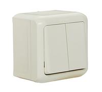 Legrand, Interrupteur à double inverseur monté en surface pour pièce humide, résistant aux éclaboussures (IP44), à fixer au Mur, 782361, Blanc