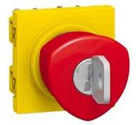 Legrand 076601 Poussoir Coup de Poing Arrêt d'urgence Mosaic, 2 Modules, Déverrouillable Clé, No et Nf 3A, 250V, Rouge/Jaune