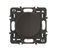 LEGRAND - Interrupteur Double ou Va-et-vient - 10A - Commande d'Eclairage Complète - A compléter avec une plaque - Noir