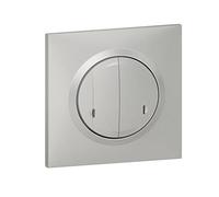 Legrand Interrupteur Double sans Fil On/Off pour Éclairage et Prises Connectés Dooxie with Netatmo Complet (Fixation Adhésive, Support, Enjoliveur, Plaque) - Finition Aluminium - 199259