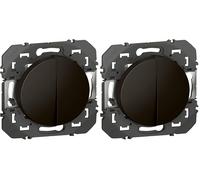 LEGRAND - Interrupteur Mural Double ou Va-et-vient 10AX dooxie - Commande d'Éclairage (Sans Plaque) - Prêt à Installer - Fabriqué En France - Noir (Lot de 2)