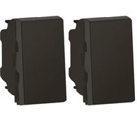 LEGRAND - Interrupteur Mural Simple ou Va-et-vient 10A Mosaic Easy-Led - Commande d'Éclairage 1 Module - Sans Plaque/Sans Support - Fabriqué En France - Noir Mat (Lot de 2)