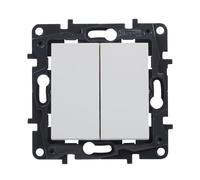 LEGRAND Interrupteur ou commutateur double composable 10AX pour installation encastrée, gamme Niloé Step, couleur blanc, 398226