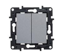 LEGRAND Interrupteur ou commutateur double composable 10AX pour installation encastrée, gamme Niloé Step, couleur aluminium, 398228