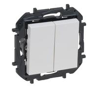 LEGRAND Interrupteur ou commutateur double composable 10AX pour installation encastrée, gamme Niloé Step, couleur blanc, 398226B