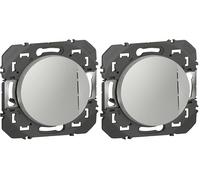Legrand - Interrupteur ou va-et-vient avec voyant lumineux dooxie 10AX 250V~ - finition alu (Lot de 2)