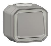 Legrand - Interrupteur ou va-et-vient lumineux étanche Plexo 10A livré complet avec voyant pour montage en apparent gris