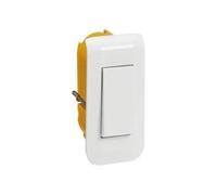 Legrand Kit interrupteur va-et-vient Mosaic 10A étroit – Prêt à poser, plaque + boîte, blanc brillant