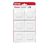 LEGRAND - Interrupteur ou Va-et-vient Neptune 10A - Commande d'Éclairage Monobloc - Prêt à Installer - Blanc - Lot de 6
