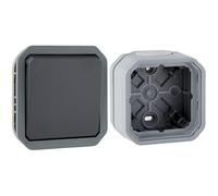 LEGRAND - Interrupteur ou va-et-vient Plexo composable - anthracite avec Boîtier apparent 1 poste Plexo avec 2 embouts et 1 entrée - gris
