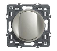 Legrand Interrupteur avec poussoir rond blanc et bouton rectangle vertical aluminium