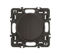 LEGRAND - Interrupteur Poussoir Double - 6A - Commande d'Eclairage Complète - A compléter avec une plaque - Noir