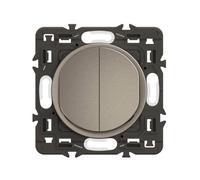 LEGRAND - Interrupteur Poussoir Double - 6A - Commande d'Eclairage Complète - A compléter avec une plaque - Titanium