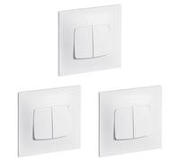LEGRAND - Interrupteur Poussoir Double Neptune 6A - Commande d'Éclairage Monobloc - Prêt à Installer - Blanc (Lot de 3)