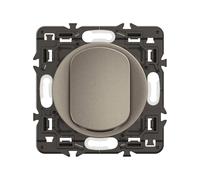 LEGRAND - Interrupteur Poussoir lumineux (voyant fourni) - 6A - Commande d'Eclairage Complète - Prêt à Installer à compléter avec une Plaque - Titanium