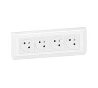Legrand – Prise quadruple murale précâblée Mosaic Surface Link 45° 2P+T avec boîte et plaque Blanc