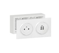 LEGRAND - KIT PRISE DE COURANT SURFACE + MODULE DE CHARGE 2 USB TYPEA DOOXIE 2,4A PRÉCÂBLÉS AVEC CADRE SAILLIE FINITION