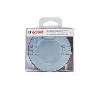 LEGRAND Kit prise sol/plan de travail rond, inox brossé, IP44, 16A 250V | Inox brossé, format rond 90mm, 1 prise 16A 250V, IP44 IK08, volet de protection 180°, encastré sol ou plan de travail