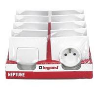 Legrand Lot 2 interrupteurs + 8 prises avec terre Neptune - Bornes automatiques - Blanc
