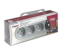 LEGRAND Lot appareillage à encastrer Multiprise 4 prises précâblée avec terre gris titane