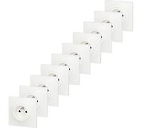 Legrand Lot de 10 Prises de courant avec Terre neptune, 3680 W, 230 V, Blanc - LEG200252