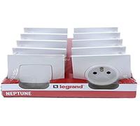 LEGRAND - Lot de 2 Interrupteurs ou Va-et-vient + 8 Prises de Courant avec Terre Neptune - Connexion par Bornes Automatiques - Blanc