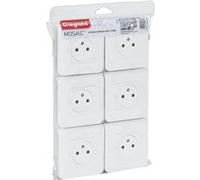 Legrand - Lot de 6 prises encastrées 2P+T 16A complet - Mosaic - blanc Blanc G