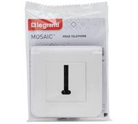Legrand Prise téléphone en T Mosaic blanc avec plaque et fixation à vis
