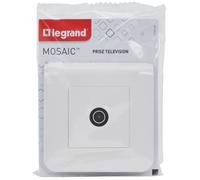 Legrand Prise TV Mosaic simple mâle avec plaque et fixation à vis blanc
