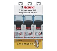 LEGRAND | Multipack 3 MCB 10A, Lot De 3 Disjoncteurs DNX³, Visualisation Immédiate Du Circuit Défaillant, Arrivée Haute Et Sortie Basse Par Bornes À Vis, Alimentation Par Peigne Ou Câble