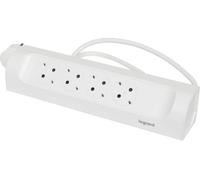 Legrand, Perfect-Fit 694501 Multiprise coudée à 45° 4 prises murales et sur table Câble de 1 m Blanc