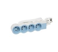 LEGRAND - Multiprise Extra-Plate - 4 Prises de Courant avec Terre - Avec Cordon 1,5 m - Blanc et Bleu