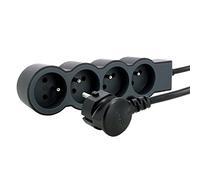 LEGRAND - Multiprise Extra-Plate - 4 Prises de Courant avec Terre - Avec Cordon 3 m - Noir et Gris Foncé