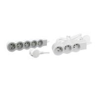 LEGRAND - Multiprise Extra-Plate - 5 Prises de Courant avec Terre - avec Cordon 3 m - Blanc et Gris & Rallonge multiprise Extra-Plate avec 3 Prises de Courant avec Terre avec Cordon 1,5m