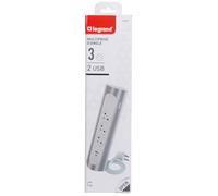 Legrand – Multiprise d'angle 3 prises (terre) + USB-C + USB-A – Cordon 1 m – Blanc/Alu