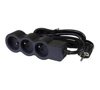 Multiprise Filaire Compact, 3 Prises Noir