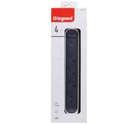 LEGRAND - Multiprise FB 4x2P+T prenium parafoudre1.5m 1mm² blanc/noir