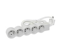 Multiprise Filaire Avec Prise Rotative, 5 Prises Blanc