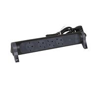 Legrand, Multiprise pivotante à 4 Prises, multiprise, Protection Contre Les surtensions intégrée avec indicateur d'état (SPD), Interrupteur Marche/arrêt LED, câble de 1,5 m, Noir/Gris foncé 694511