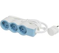Legrand multiprise plat 3x prise, 1,5 mètre de câble Soft Blue 694551