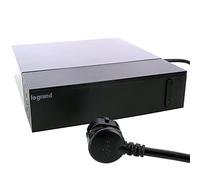 LEGRAND - Multiprise pour Espace TV - 4 Prises avec Terre + 4 Prises Sans Terre + Logement pour Câbles + Collier Auto-grippant - Avec Parafoudre + Interrupteur - Cordon 2 m - Design Award - Noir