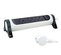 LEGRAND, Multiprise rotative, 3 Prises, Montage Mural ou sur Table, Interrupteur Marche/arrêt LED, câble de 3 m, Blanc Ultra Blanc/Gris foncé, 694535