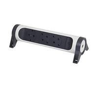LEGRAND, Multiprise rotative, 3 prises, multiprise, montage mural ou sur table, interrupteur marche/arrêt LED, sans câble, ultra blanc/gris foncé, 694543